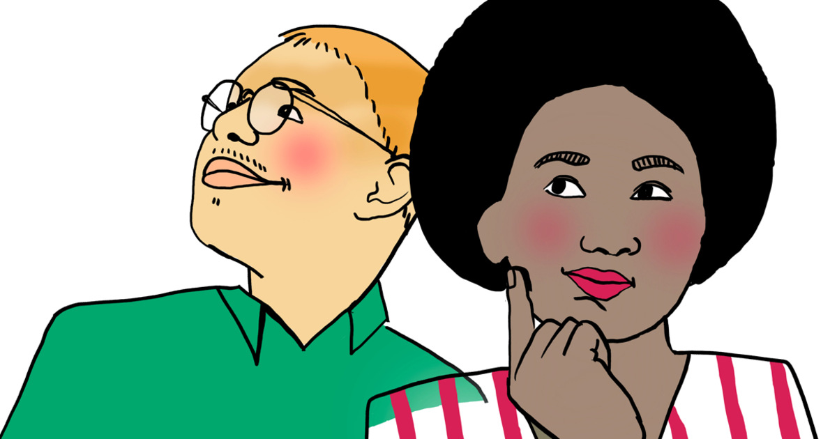 Illustration av en kille och en tjej