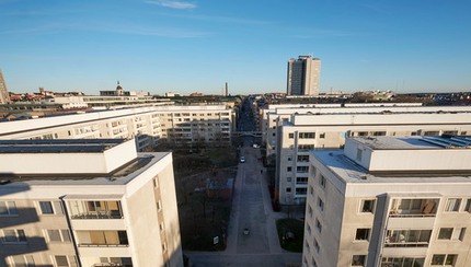 En utsiktbild av kvarteret linjalen på Södermalm.