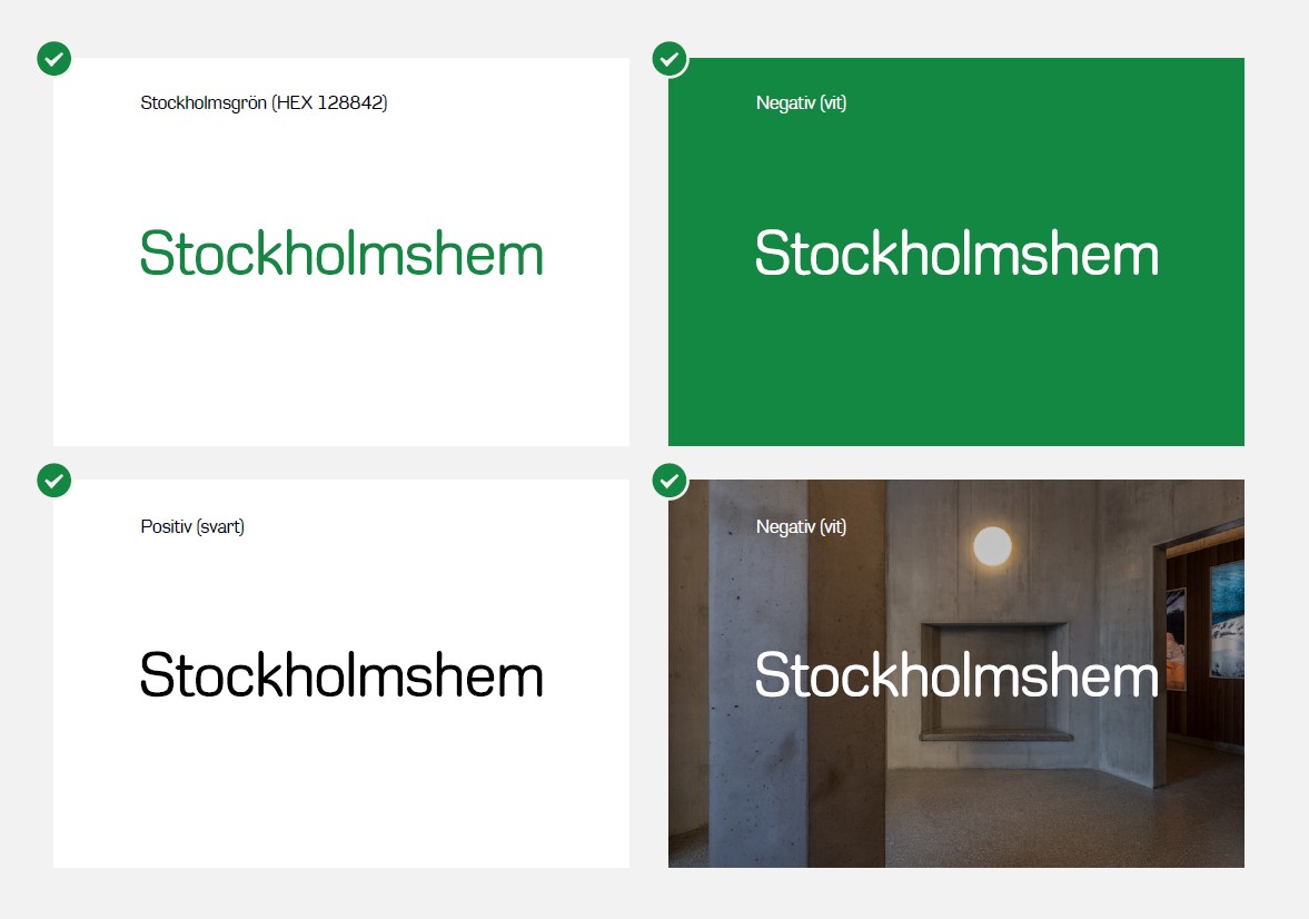 Exempel på hur Stockholmshems logga kan användas