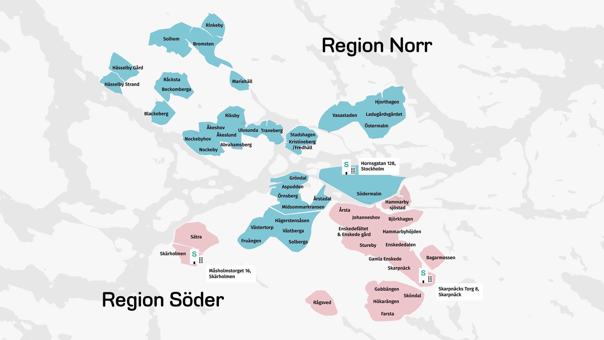 Karta över Stockholmshems områden