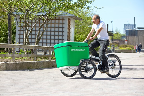 Man på lastcykel.