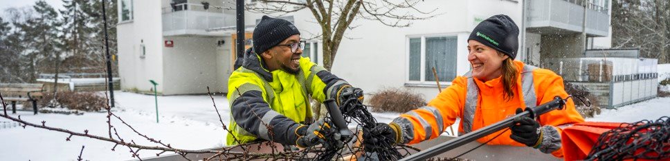 Två kollegor vid en lastbil