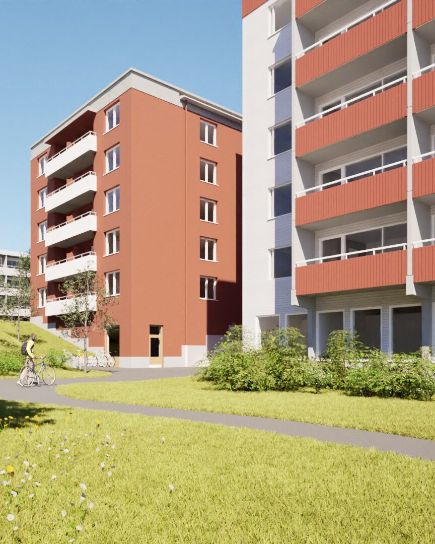 Illustration flerfamiljshus