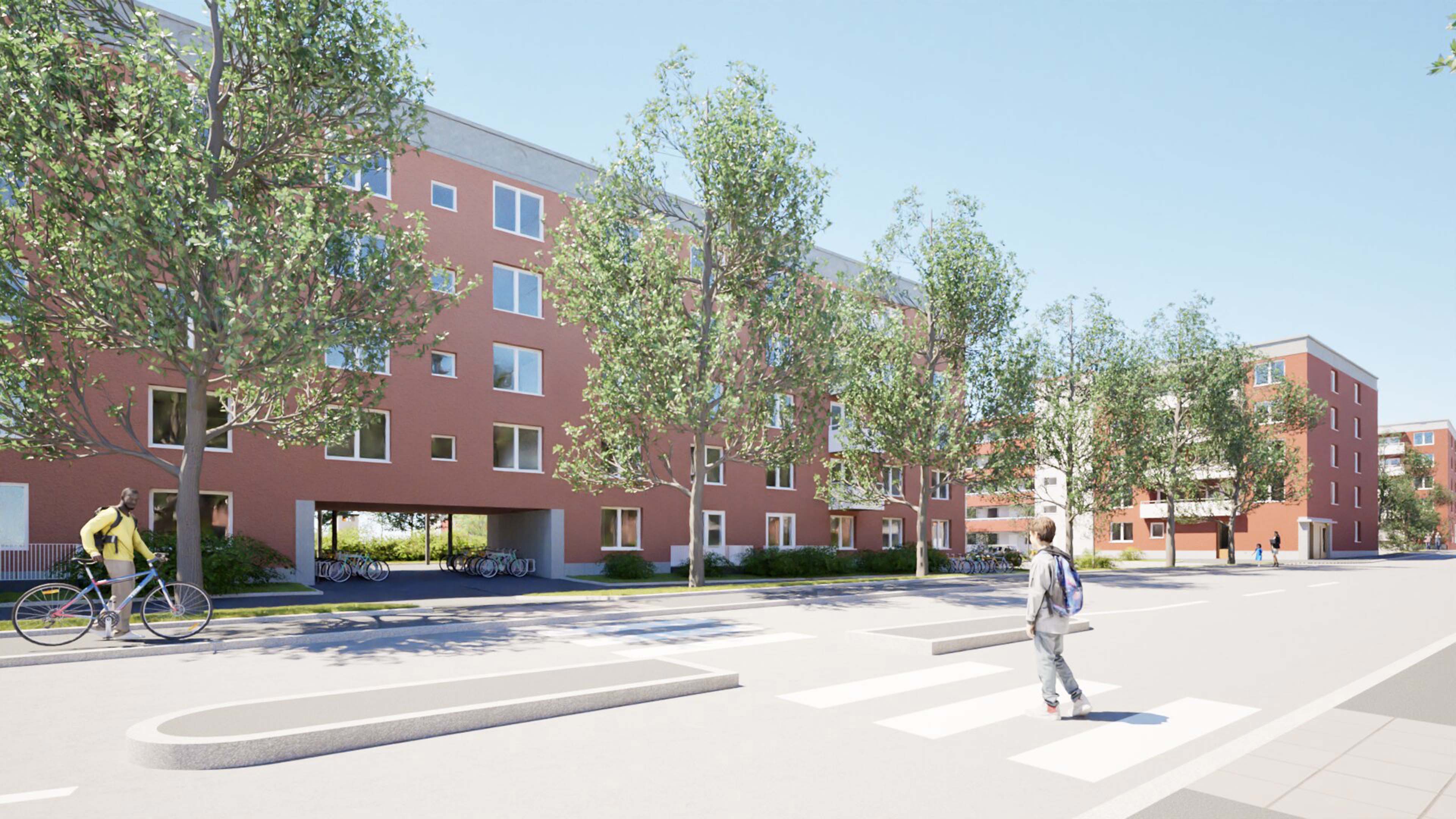 Illustration flerfamiljshus