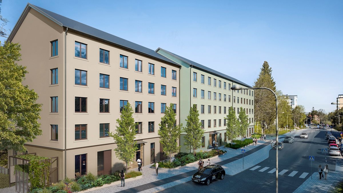 Illustration flerfamiljshus