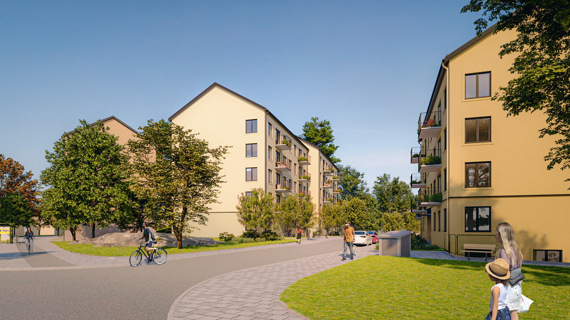 Illustration av flerfamiljshus