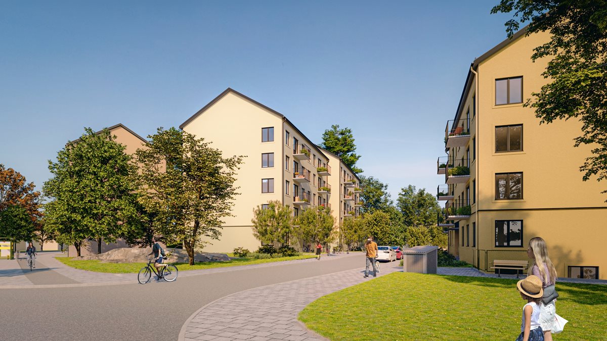 Illustration av flerfamiljshus